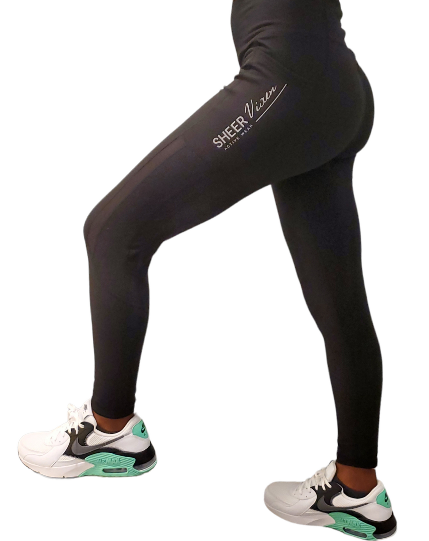 High waisted mesh breathable leggings with reflective logo and cell phone pockets